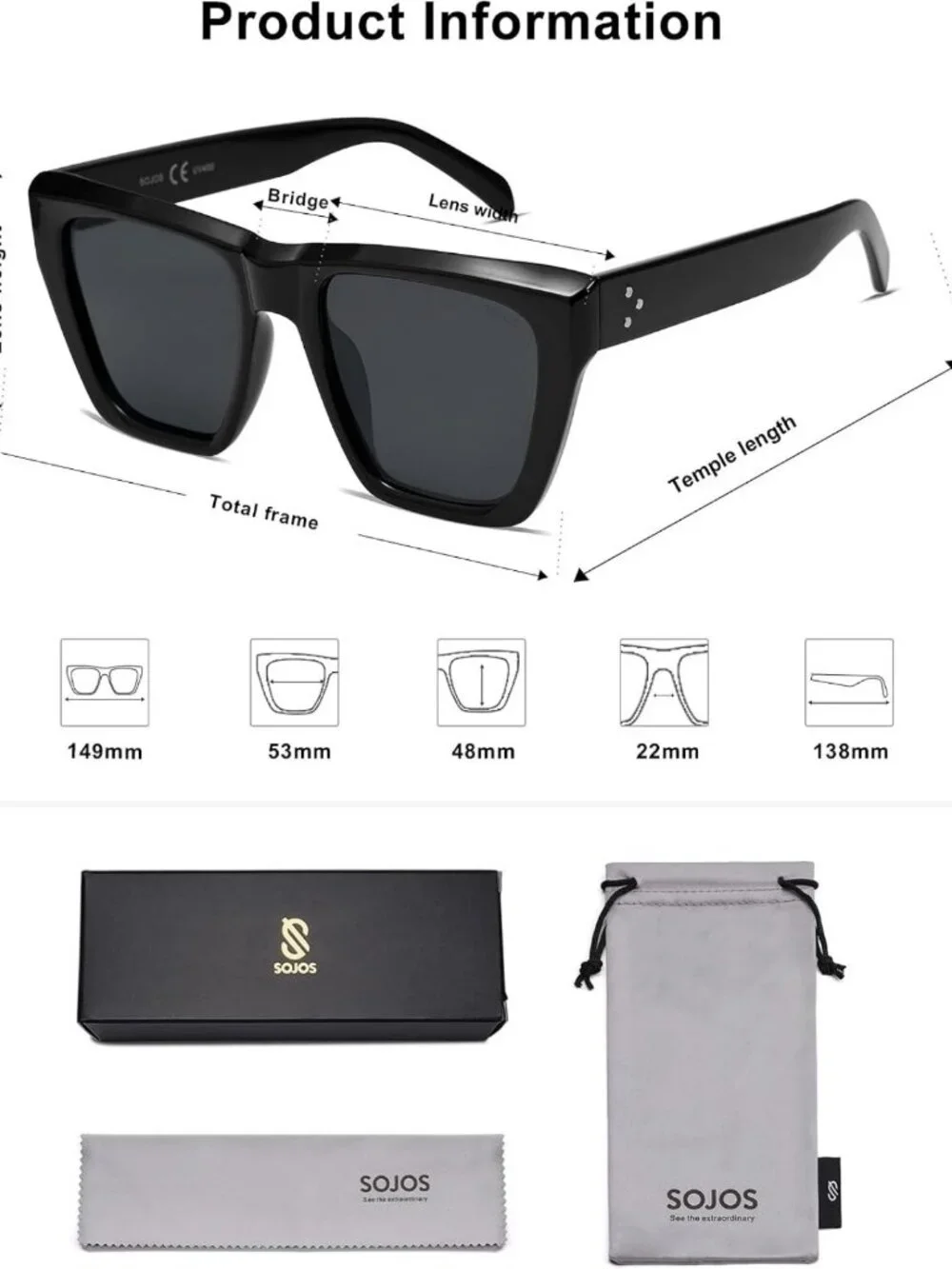 Trendy Oversized Square Cat Eye Polarized Sunglasses for Women - Fashionable